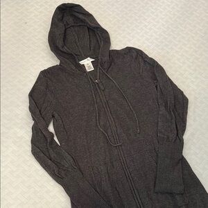 White House Black Market Gray Hooded Zip-Up Sweater Dress